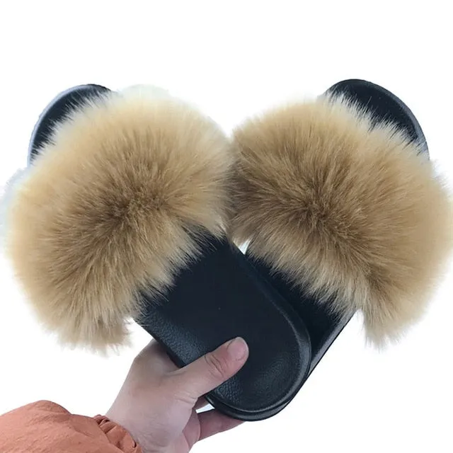 Flat Shoes For Plantar Fasciitis Puimentiua Summer Fluffy Fur Slippers Shoes Women Real Flip Flop Flat Slides Outdoor Sandals Ladies Amazing Shoes 2020