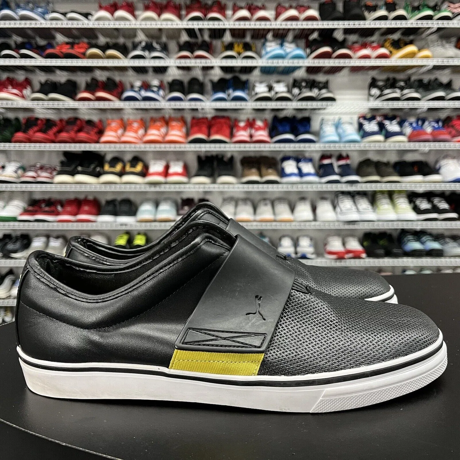 Banned Asics Shoes Puma El Rey Cross Perforated Casual Slip On Loafer Black Leather Men's Size US 12