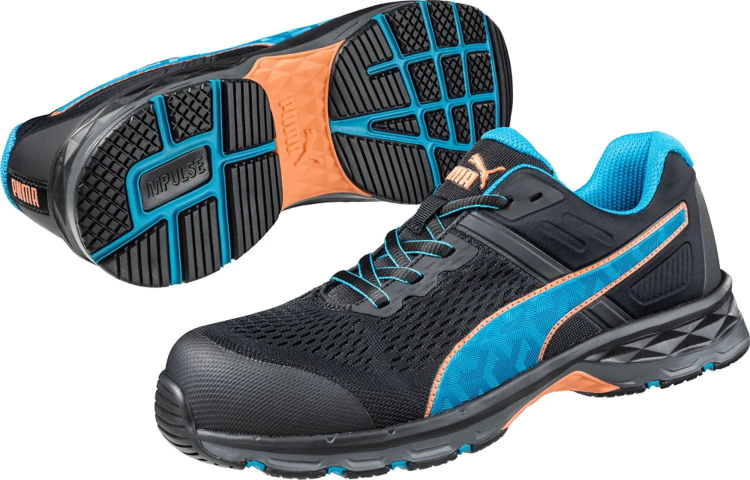 Puma Safety Black/Lime Womens Leather Fuse Knit 2.0 CT Oxford Work Shoes Saucony Asics Running Shoes