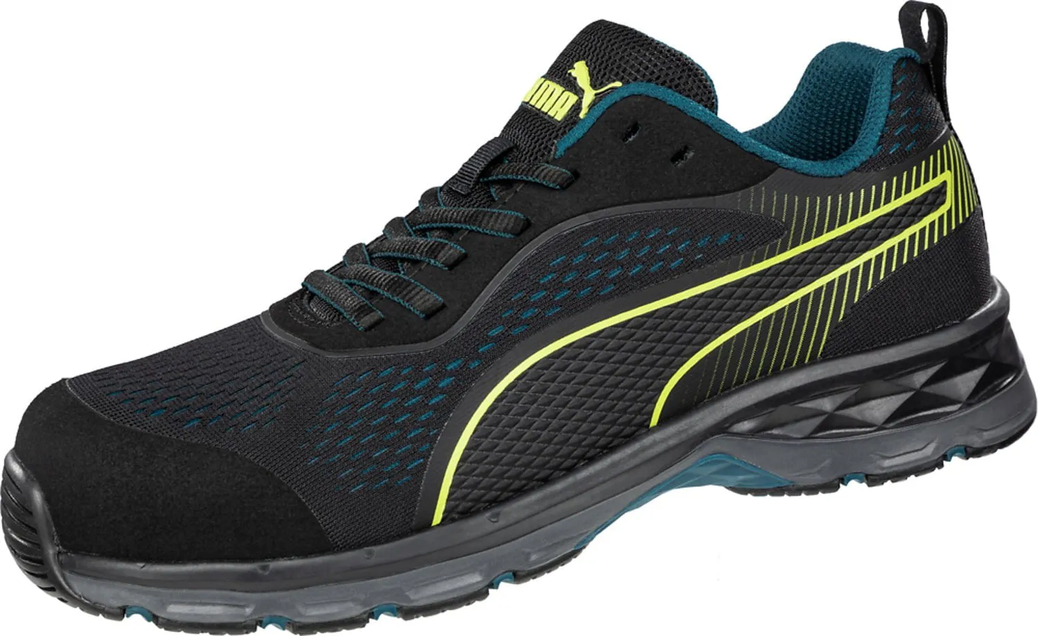 Asics Gt 2000 Shoes Puma Safety Black/Lime Womens Leather Fuse Knit 2.0 CT Oxford Work Shoes