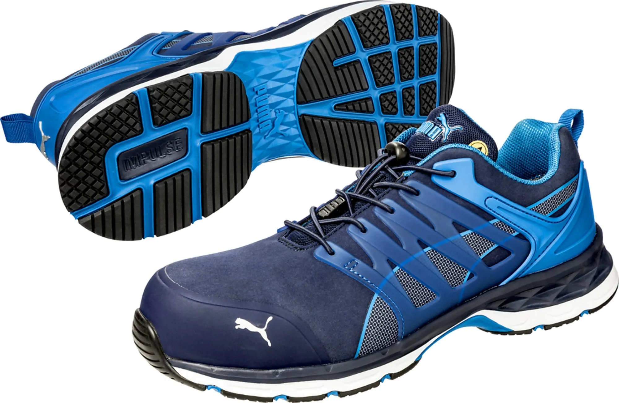 Asics Shoes New Zealand Puma Safety Blue Mens Microfiber Velocity 2.0 Low SD CT Oxford Work Shoes