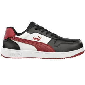 Puma Women's 640215 Frontcourt Black White Red Low Composite Safety Toe Metal Free Work Shoes Creeper Shoes Puma