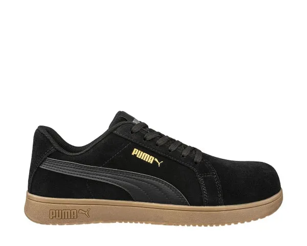 Asics Basketball Shoe Puma Women's 640365 Iconic Black/Gum Suede Low Composite Safety Toe Metal Free Work Shoes
