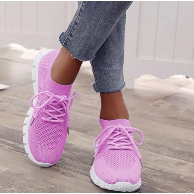 Running Shoes Extra Wide Women Mesh Breathable Shoes Slip on Flat Shoes Woman Tenis Ladies Casual Shoes  Walking Footwear Sneakers Womens Vulcanize Shoes