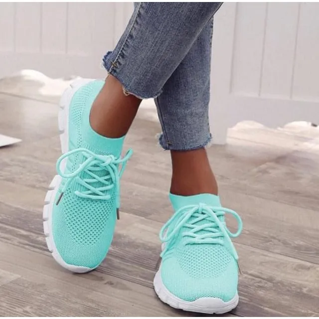 Latest Running Shoes Women Mesh Breathable Shoes Slip on Flat Shoes Woman Tenis Ladies Casual Shoes  Walking Footwear Sneakers Womens Vulcanize Shoes