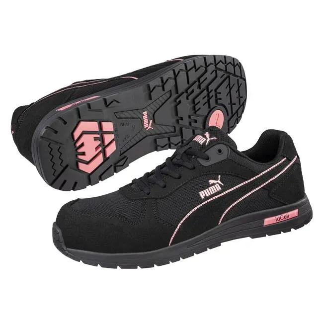 Puma Women's 643125  Frontside Black Pink Low Composite Safety Toe Metal Free Work Shoes Asics Shoes Pure Silver