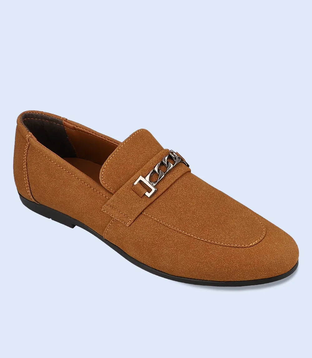 BM6759-CAMEL-Men Slip On Leather Platform Slip On Sneakers