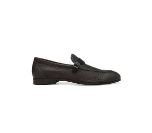 Leather Loafers Coffee Loafers With Panel On Top