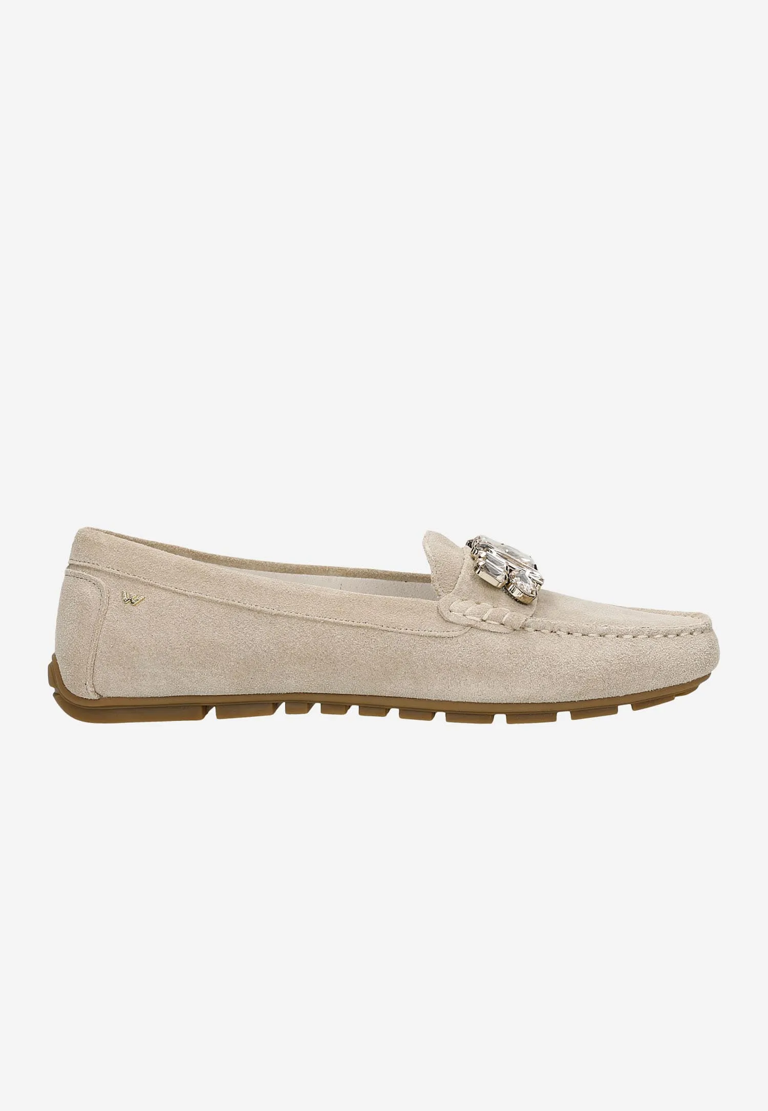 Oxford St Shoes Wojas Beige Leather Loafers with Crystal Details | 4620864