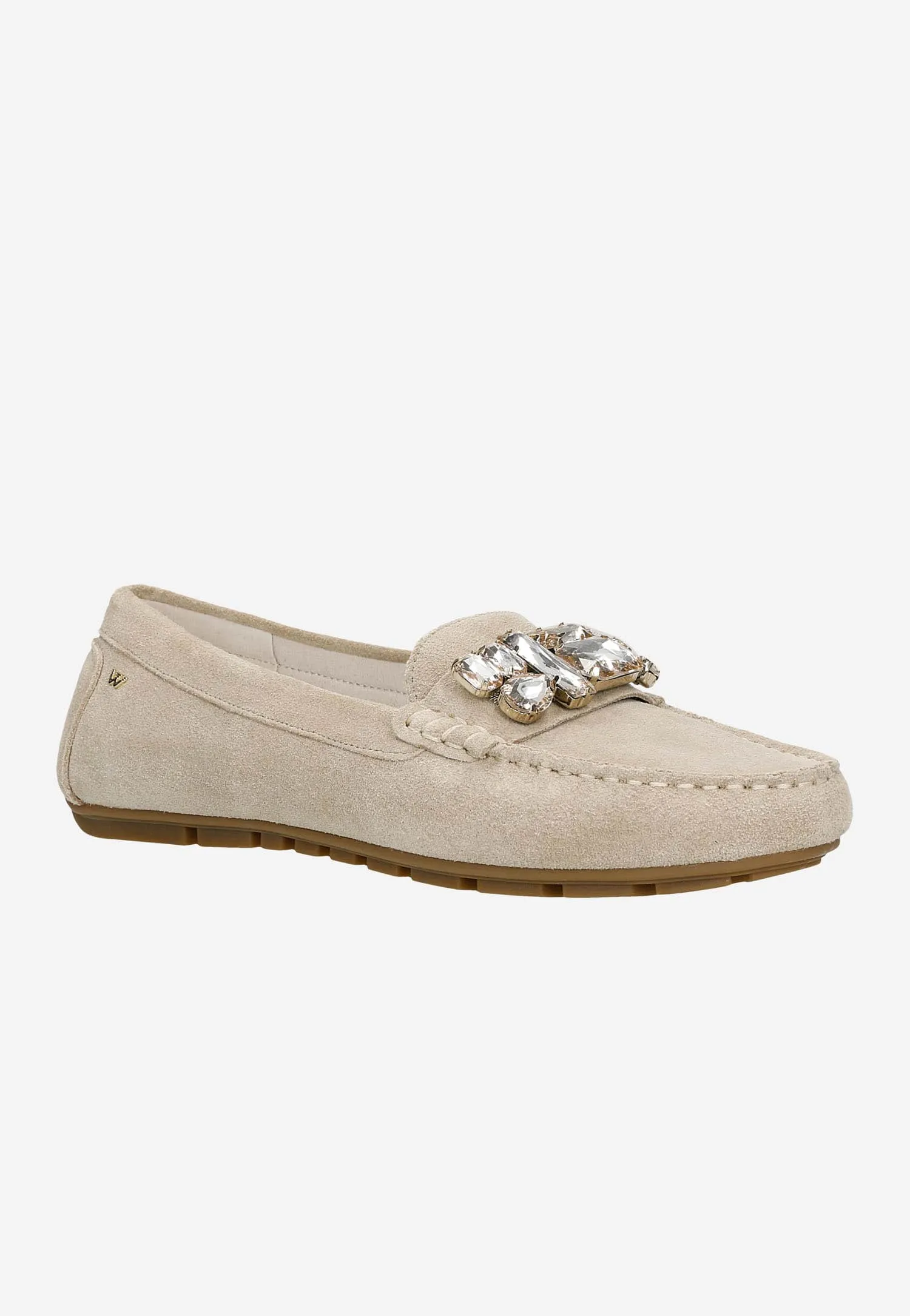 Wojas Beige Leather Loafers with Crystal Details | 4620864 Vittorio Plain Toe Oxfords