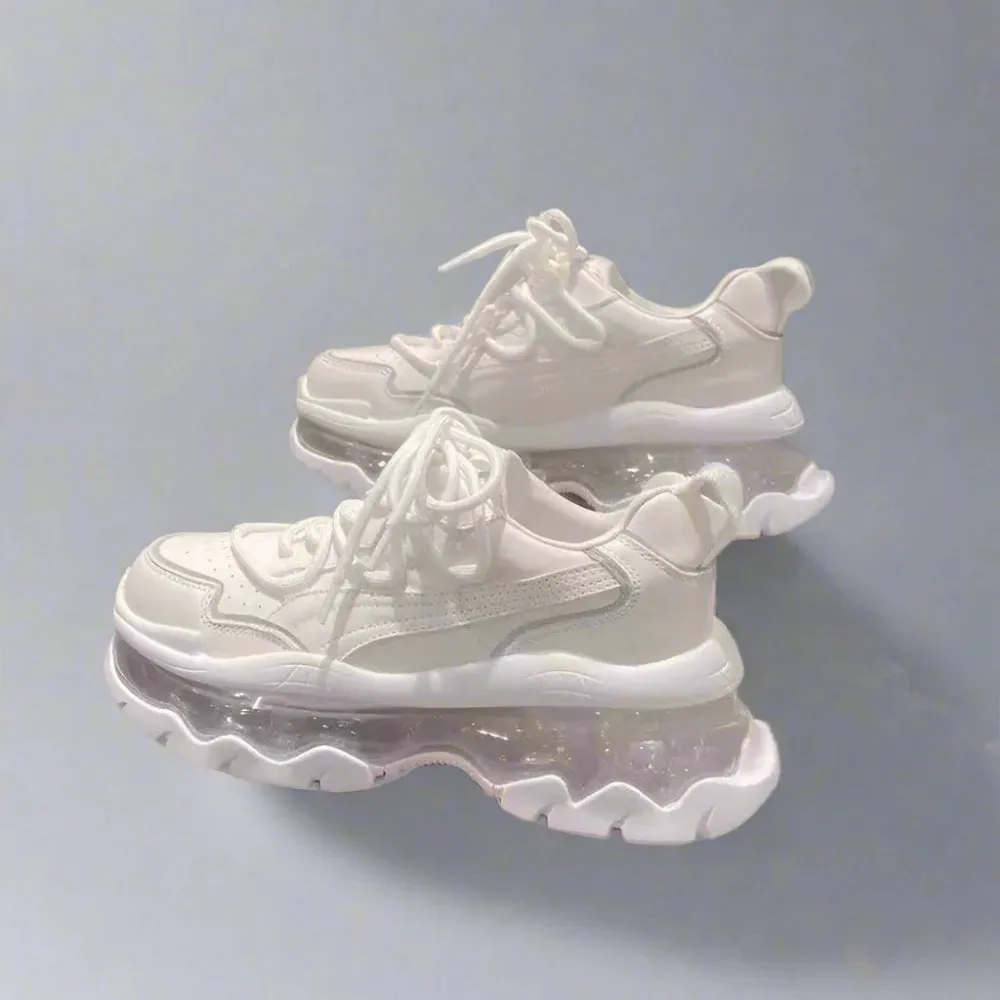 90's Sneakers Womens White Platform Sneakers - Breathable Tennis Shoes