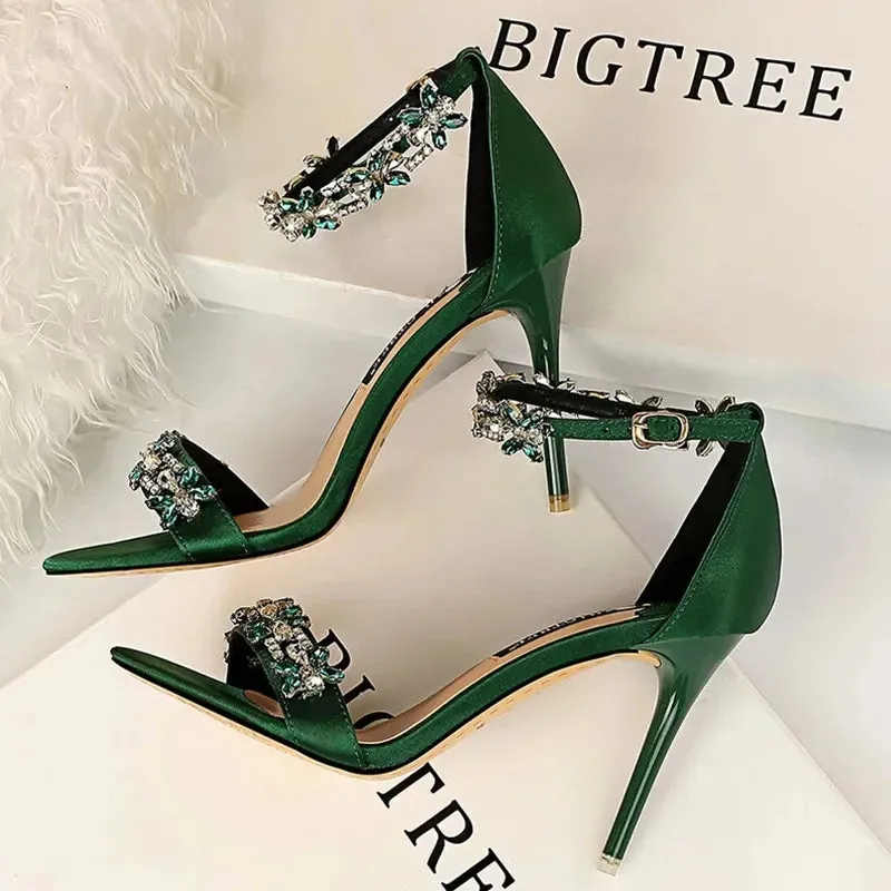 Shoes Open Toe Rhinestones Sandals Women High Heels Sandals Female Shoes Heeled Sandals Salamander Sandals