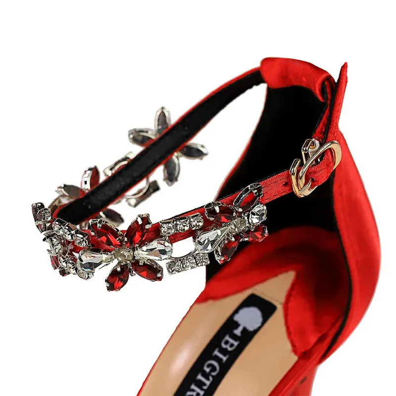 Shoes Open Toe Rhinestones Sandals Women High Heels Sandals Female Shoes Heeled Sandals Guess Sandals