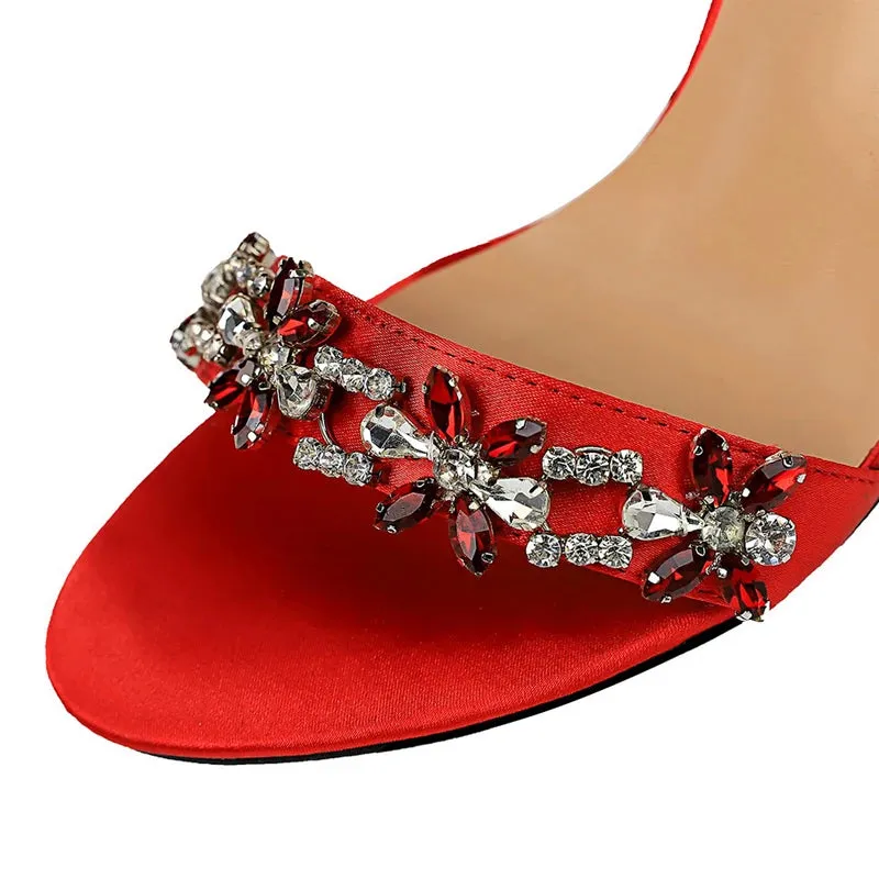 Dv Sandals Shoes Open Toe Rhinestones Sandals Women High Heels Sandals Female Shoes Heeled Sandals