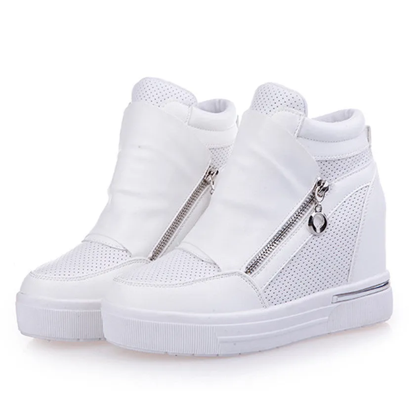 Shoes Woman Casual Shoes Zipper Increasing Heel Zapatos De Tacon Alto Black Shoes Casual Zapatillas Mujer 57 740 Casual Shoes