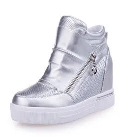 Casual Walmart Shoes Shoes Woman Casual Shoes Zipper Increasing Heel Zapatos De Tacon Alto Black Shoes Casual Zapatillas Mujer 57