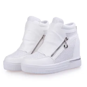 Shoes Woman Casual Shoes Zipper Increasing Heel Zapatos De Tacon Alto Black Shoes Casual Zapatillas Mujer 57 Casual Shoe Canvas