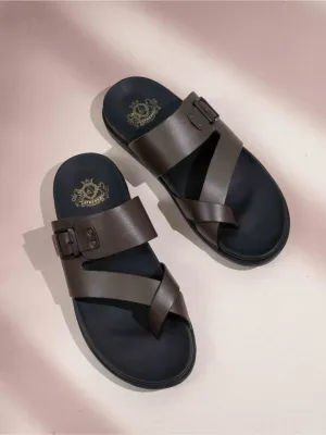 Sofft Sandals Sale Mens Brown Solid Round Toe Casual Sandals