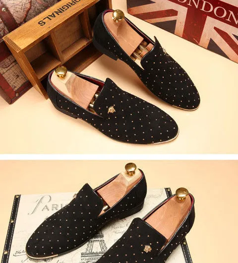 silver gold spike men loafers shoes luxury brand trendy flat footwear studded male patent leather oxford shoes for men Vans Slip On Loafers