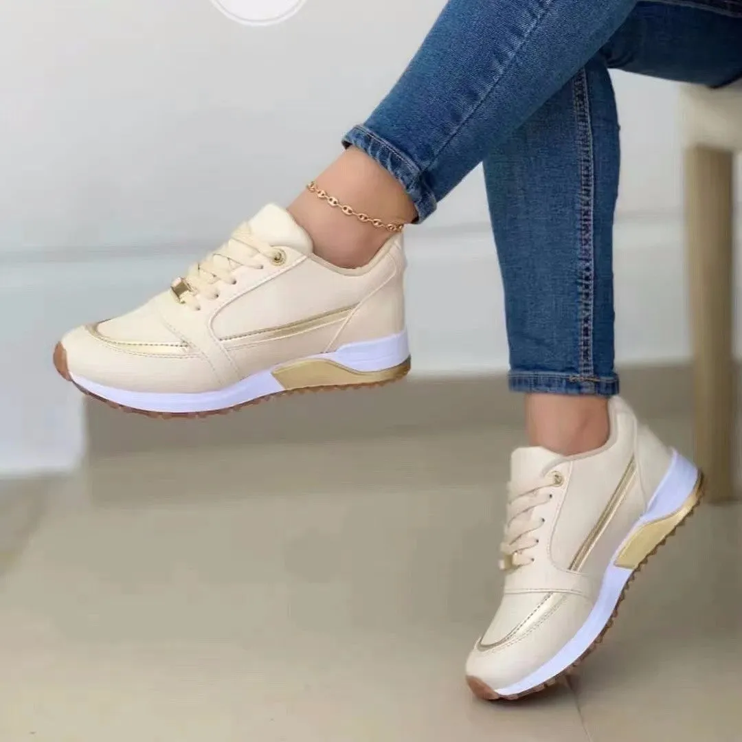 Casual Lace-up Flat Shoes Women Shallow Round Toe Sports Walking Sneakers Tie Up Shoes Flat