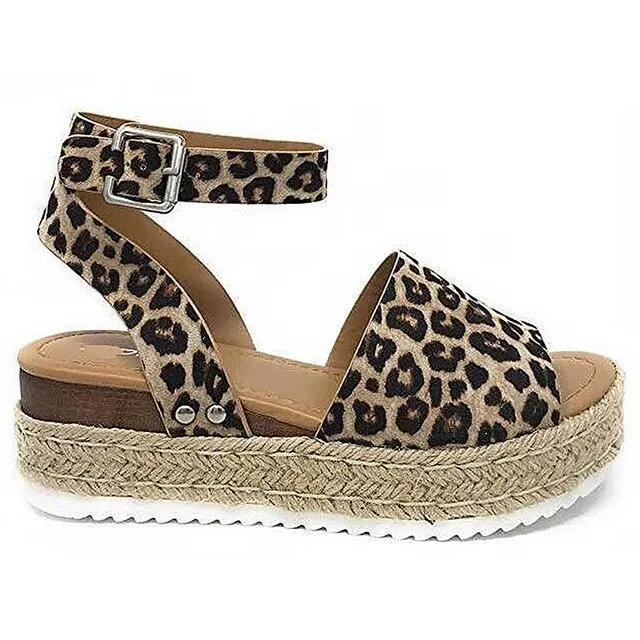 Sam Edelman Raffia Sandals Women Fashion Hoes Sandals Summer Dull Polish Sewing Peep Toe Wedges Hasp Sandals Flatform Sandals 40- 43