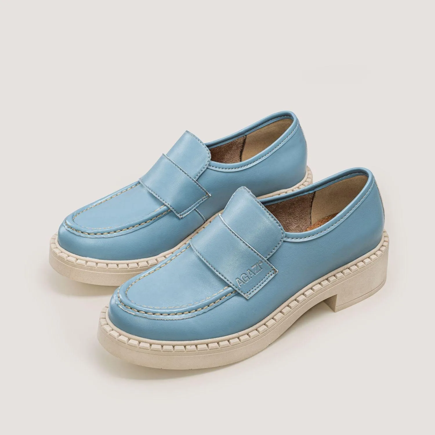 Steve Madden Velvet Loafers Diane Women's  3 in 1 Apple Leather Vegan Loafers | Sky Blue