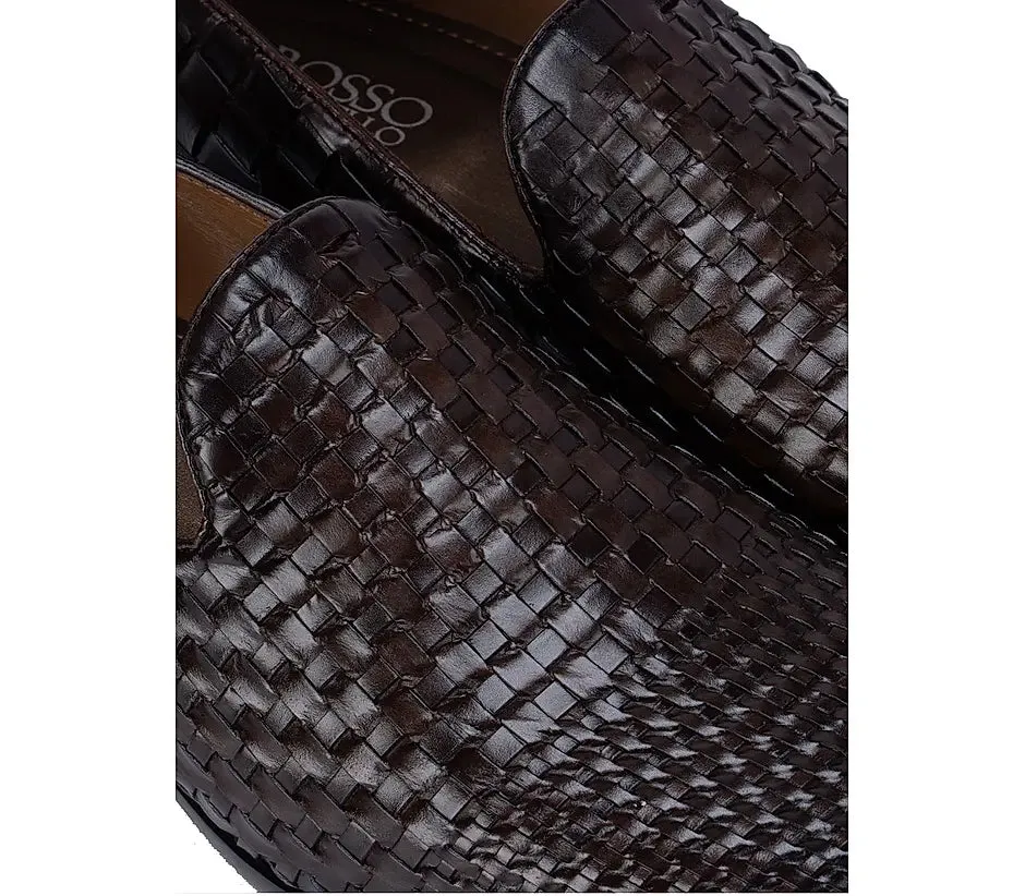 Prewitt Loafers Coffee Woven Pattern Loafers