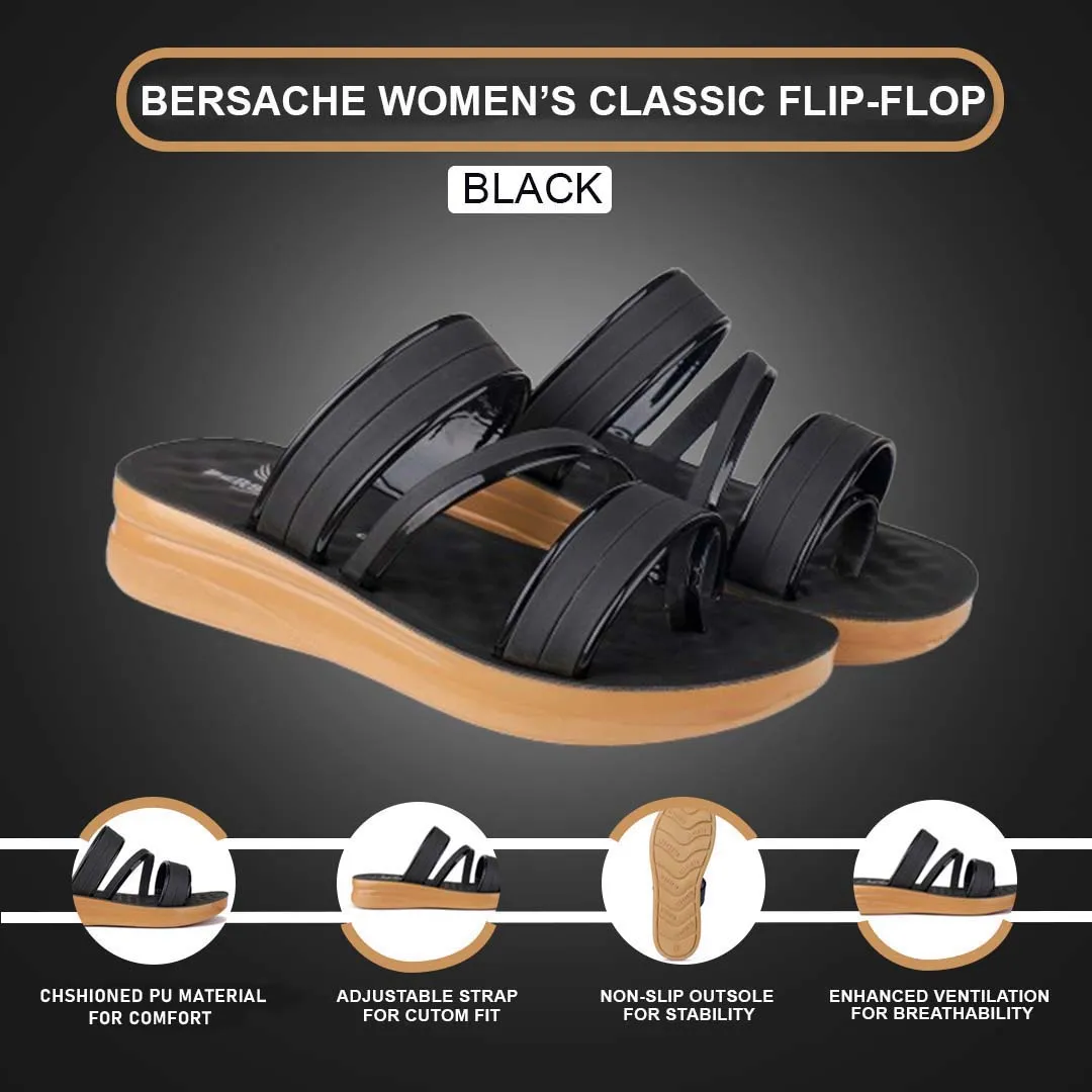 Anti Slip Slippers For Elderly Bersache Extra Soft Classic Casual with  Regular wear with Ultra Soft & Flexibility Technology Flip Flop For Women's/Girl's-(6160-Black)