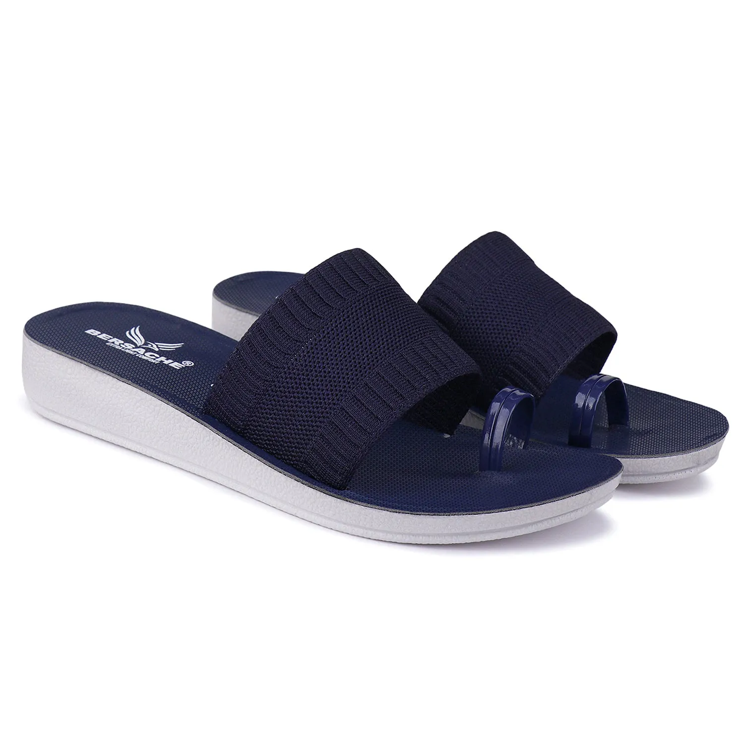 Woven Slippers Bersache Extra Soft Classic Casual with  Regular wear with Ultra Soft & Flexibility Technology Flip Flop For Women's/Girl's-(6153-Navy)