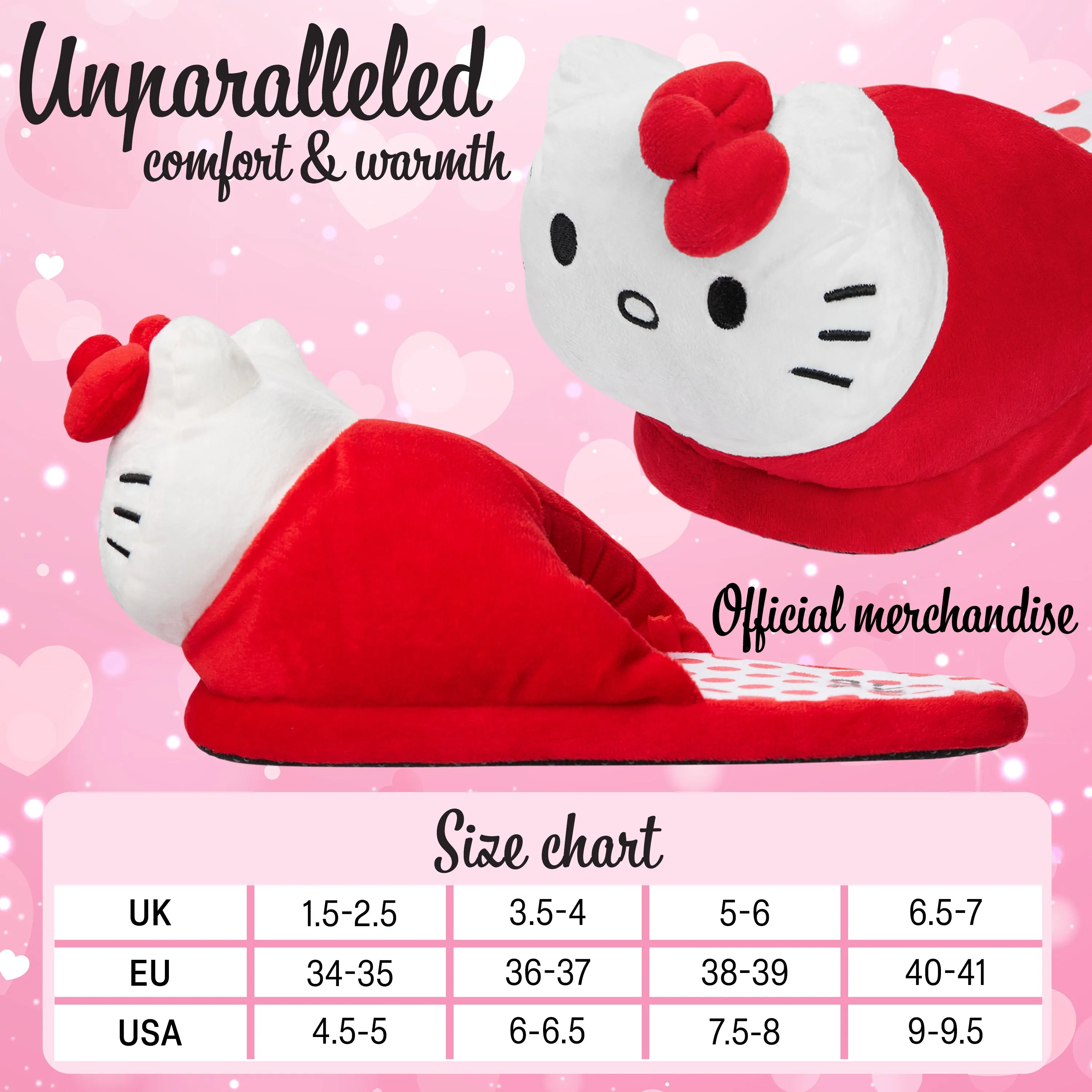 Female Flat Slippers Hello Kitty Womens 3D Slippers, Cosy Indoor House Shoes Non Slip Loungewear - Gifts for Her