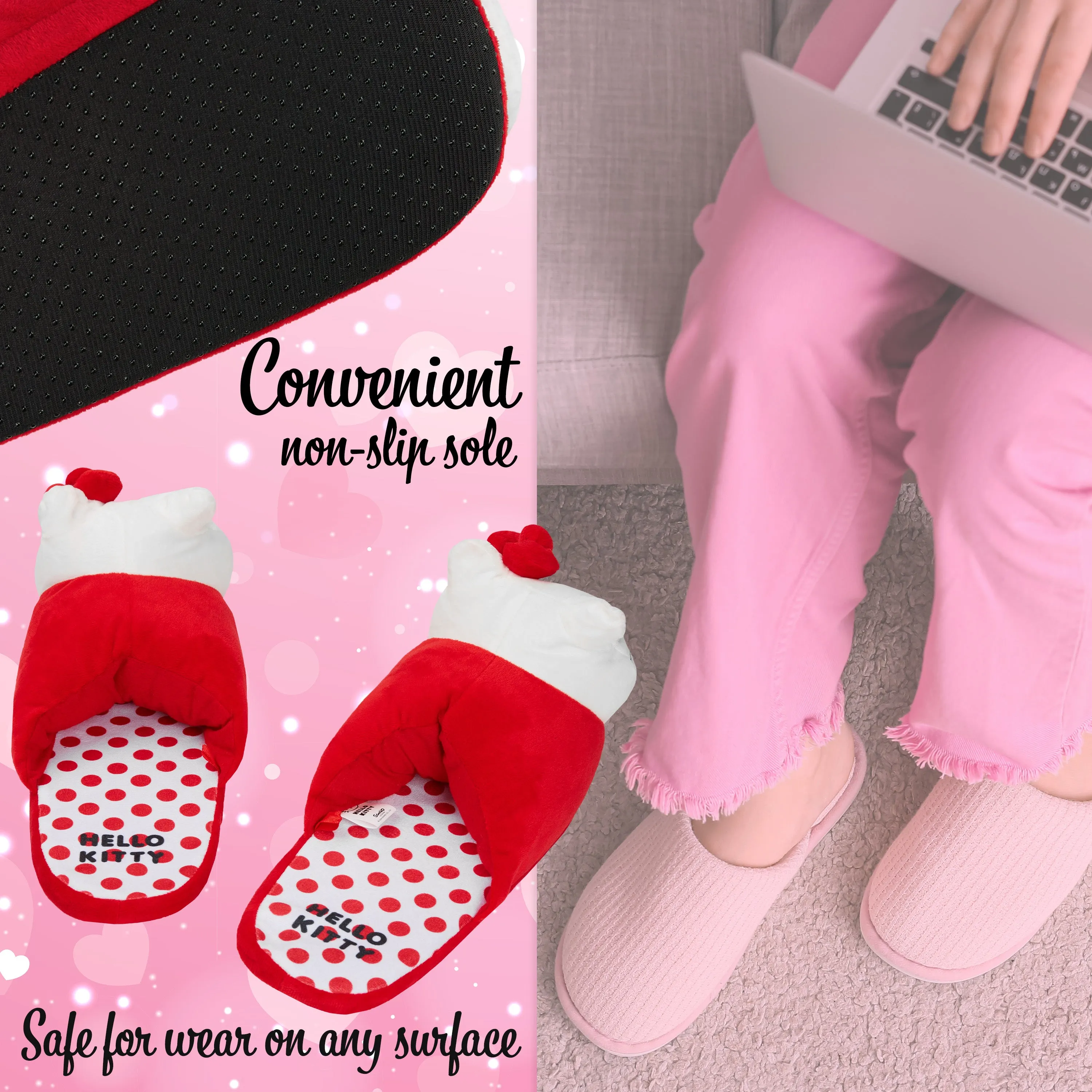 Non Skid Material For Slippers Hello Kitty Womens 3D Slippers, Cosy Indoor House Shoes Non Slip Loungewear - Gifts for Her