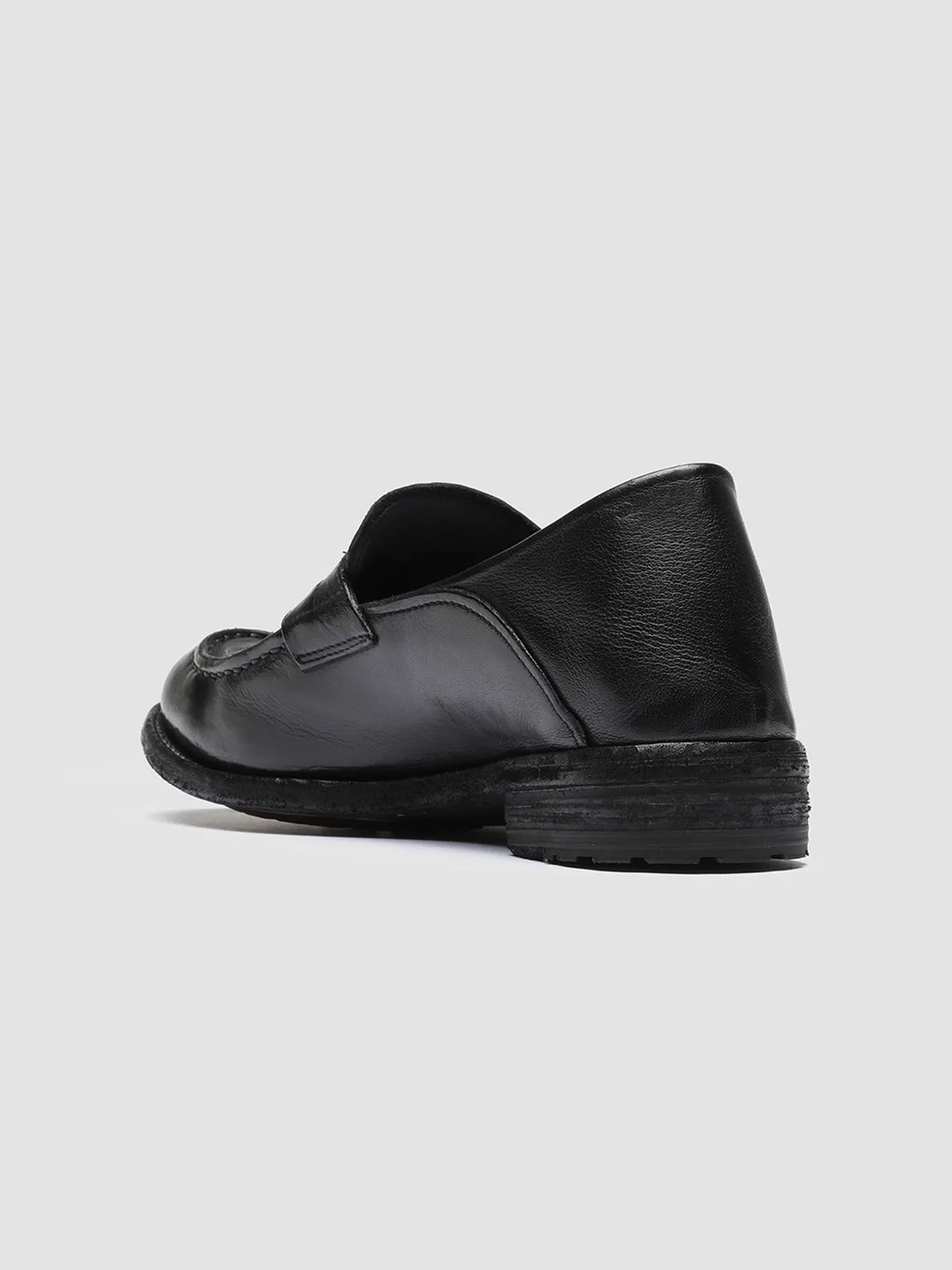 LEXIKON 140 - Black Leather Penny Loafers Gator Loafers