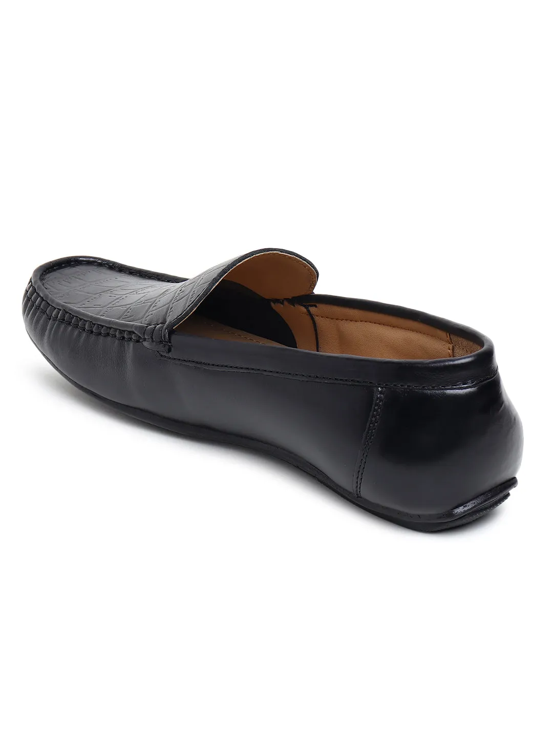 Gel 2160 Casual Shoes Men Texture Genuine Leather Black Loafers