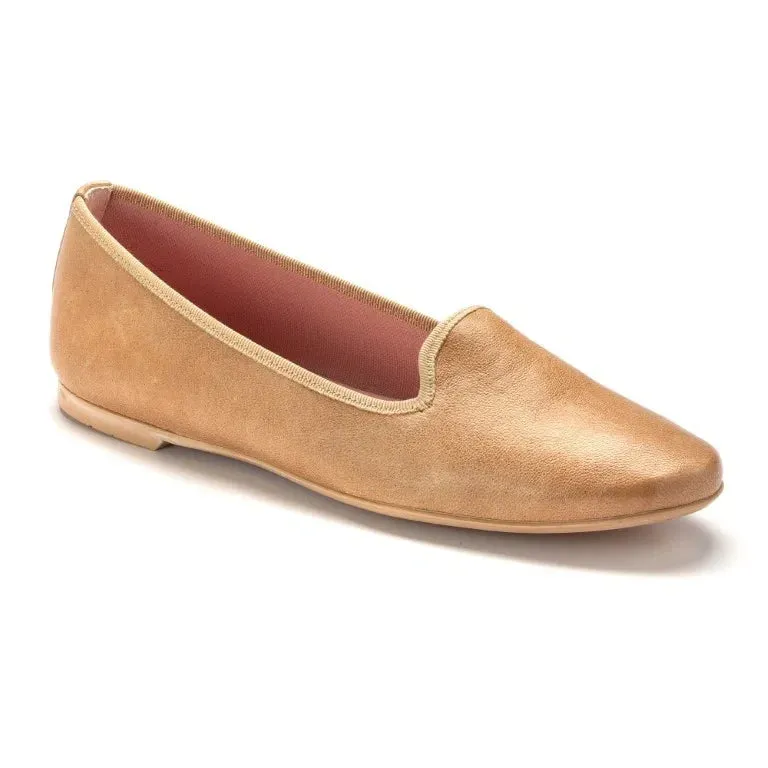 Adrian Tumbled Nubuck Leather Tassel Loafers Smoks - Beige Soft Leather Smoking Loafer for Teen/Women by Pretty Ballerinas