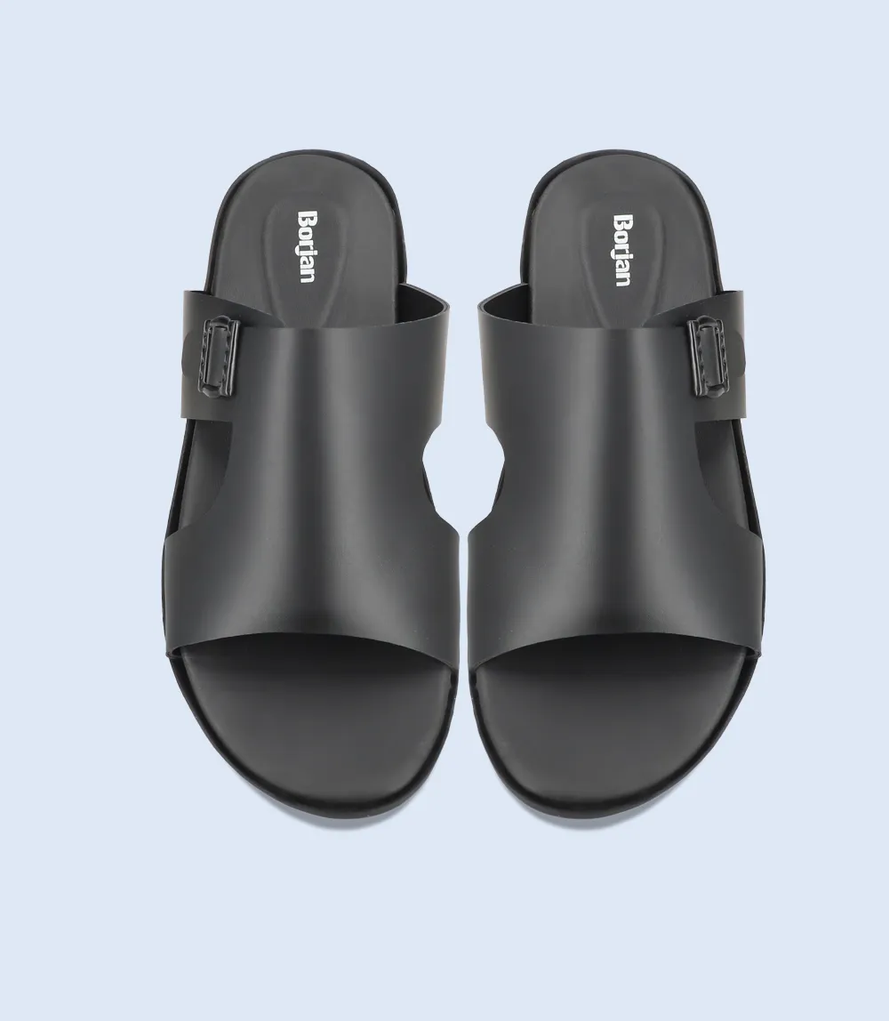 Slip On Heels Open Toe BM5619-BLACK-Men Casual Slipper
