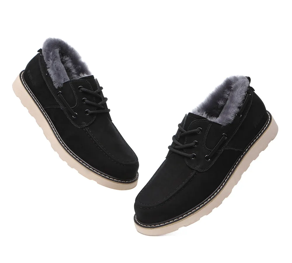 EVERAU Men Sheepskin Wool Lace Up Casual Shoes Trekker Casual Shoes Foot Locker