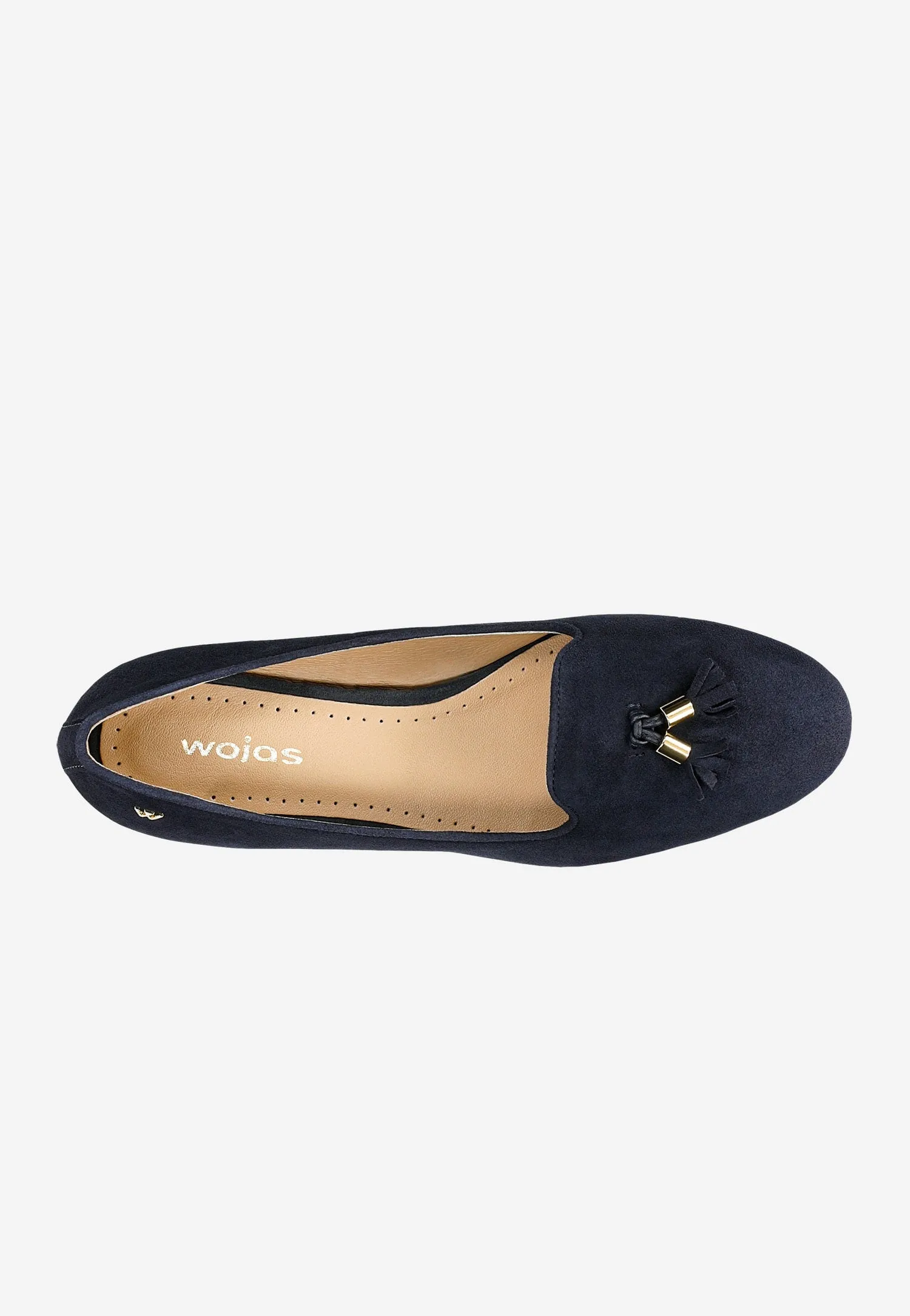 Wojas Dark Blue Velour Leather Loafers with Decorative Tassels | 4500167 Oxford Mules