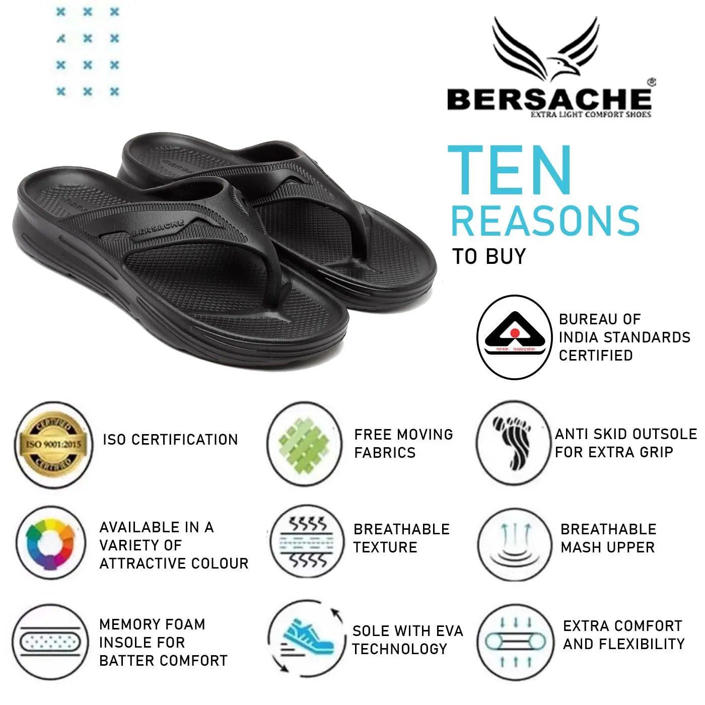 Bersache Extra Soft Classic Casual with  Regular wear with Ultra Soft & Flexibility Technology Flip Flop for Men's & Boy's (6119-Black) Necklace