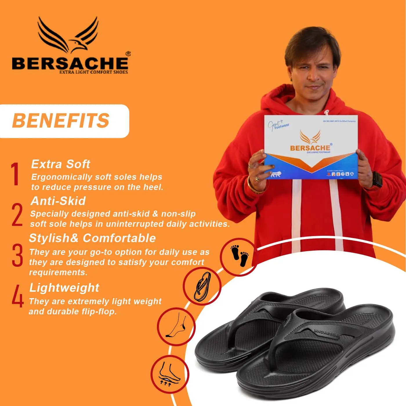 Bersache Extra Soft Classic Casual with  Regular wear with Ultra Soft & Flexibility Technology Flip Flop for Men's & Boy's (6119-Black) Victoria Robe And Slippers