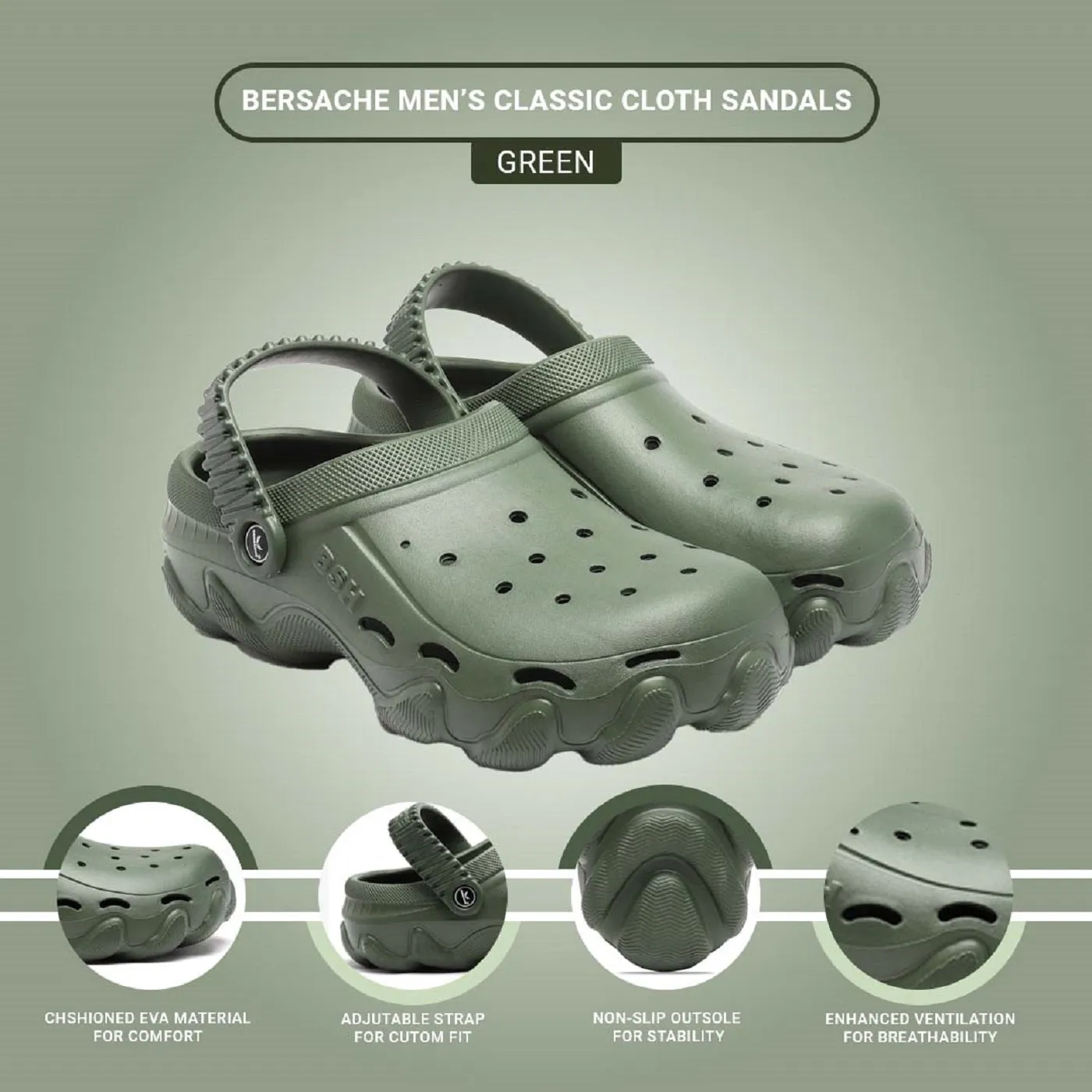 Bersache Extra Soft Classic Casual with  Regular wear with Ultra Soft & Flexibility Technology Flip Flop for Men's & Boy's (6088-Green) Slippers For Ladies