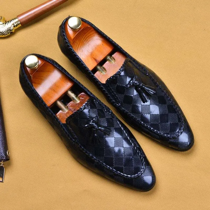 Formal Men's Shoes Genuine Leather Tassel Loafers Dress Shoes Oxblood Penny Loafers