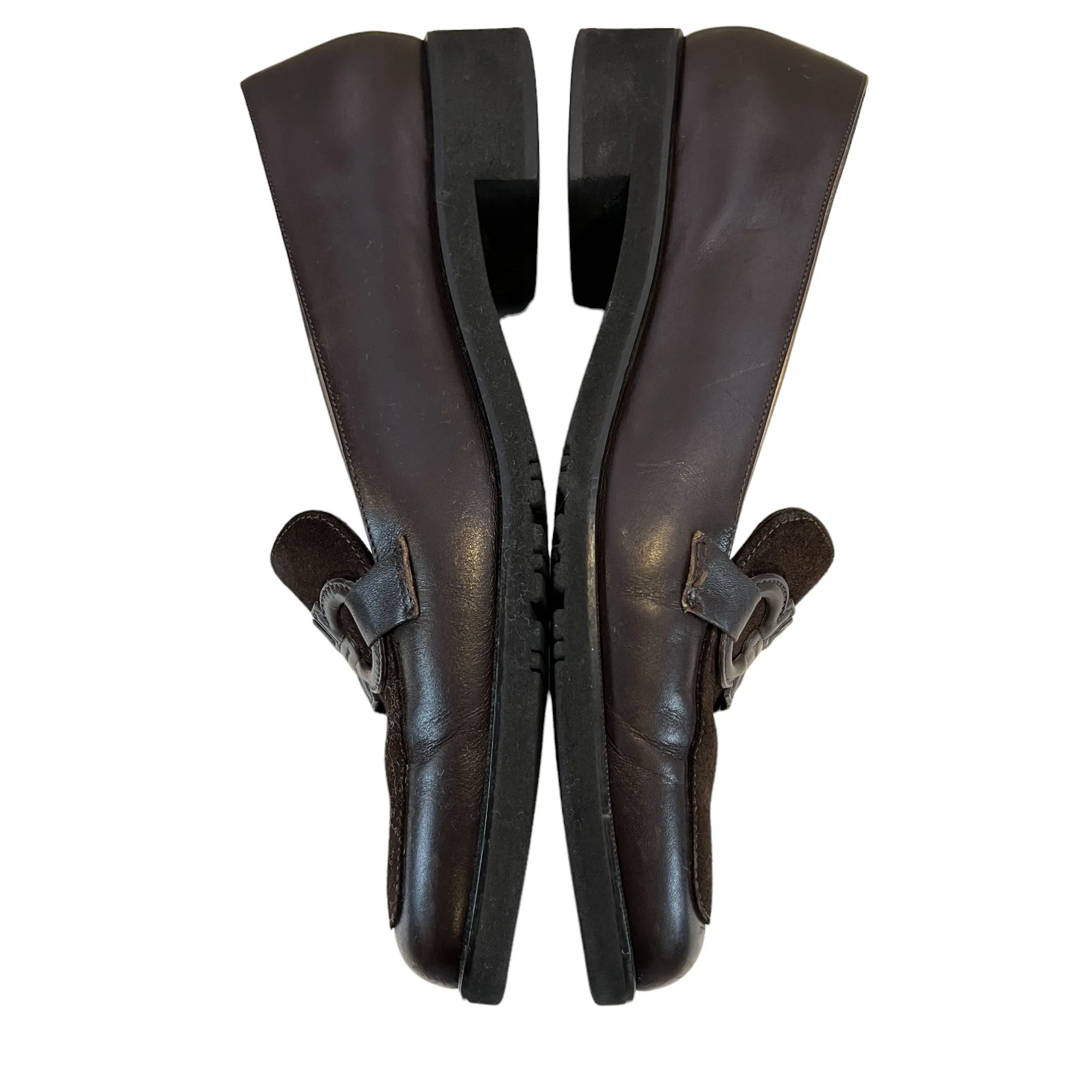 Loafers Trendy Salvatore Ferragamo Logo Brown Leather Suede Loafers Size 6 1/2 2A