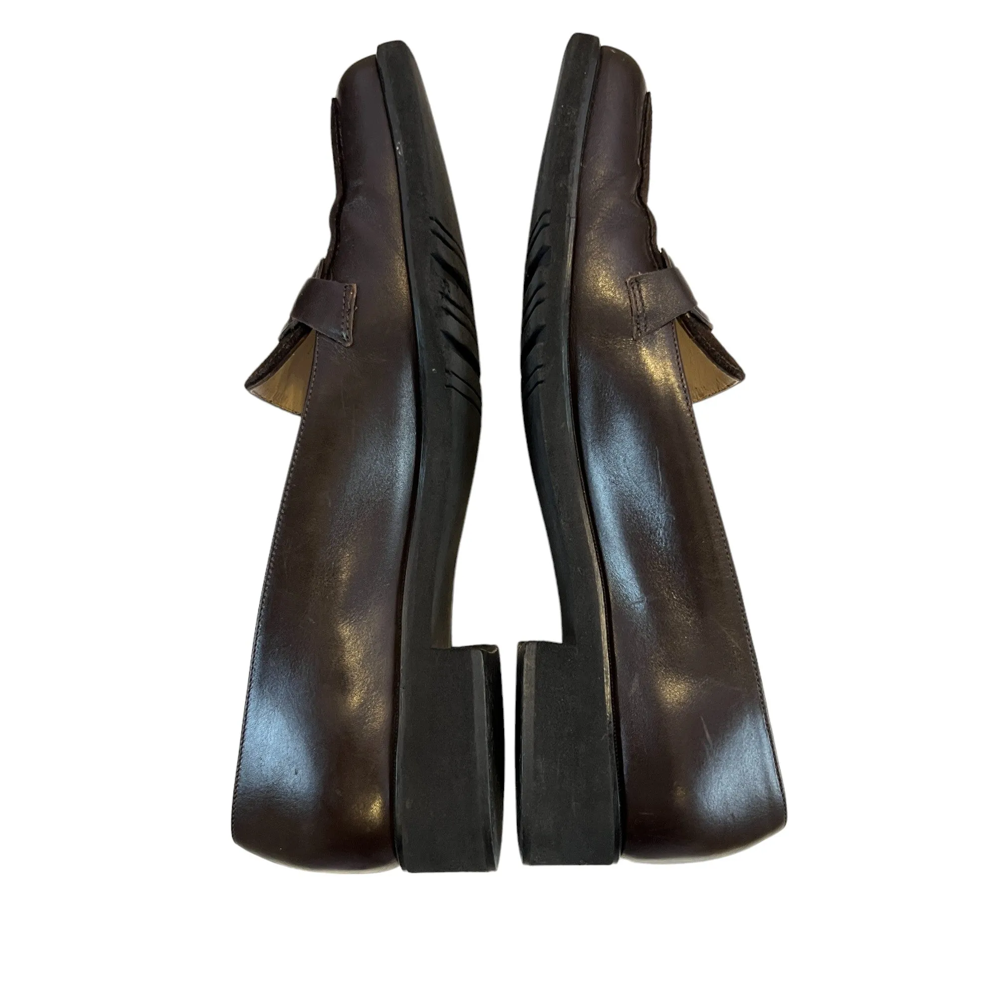 T.j. Maxx Loafers Salvatore Ferragamo Logo Brown Leather Suede Loafers Size 6 1/2 2A