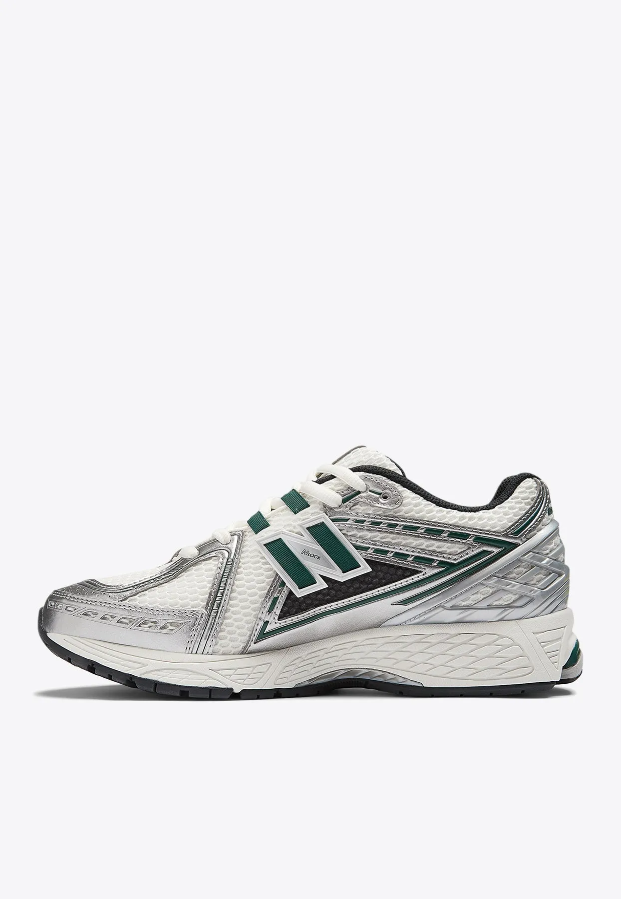 New Balance 2002r Rain Cloud 1906R Low-Top Sneakers in Silver Metallic with Nightwatch Green and Sea Salt