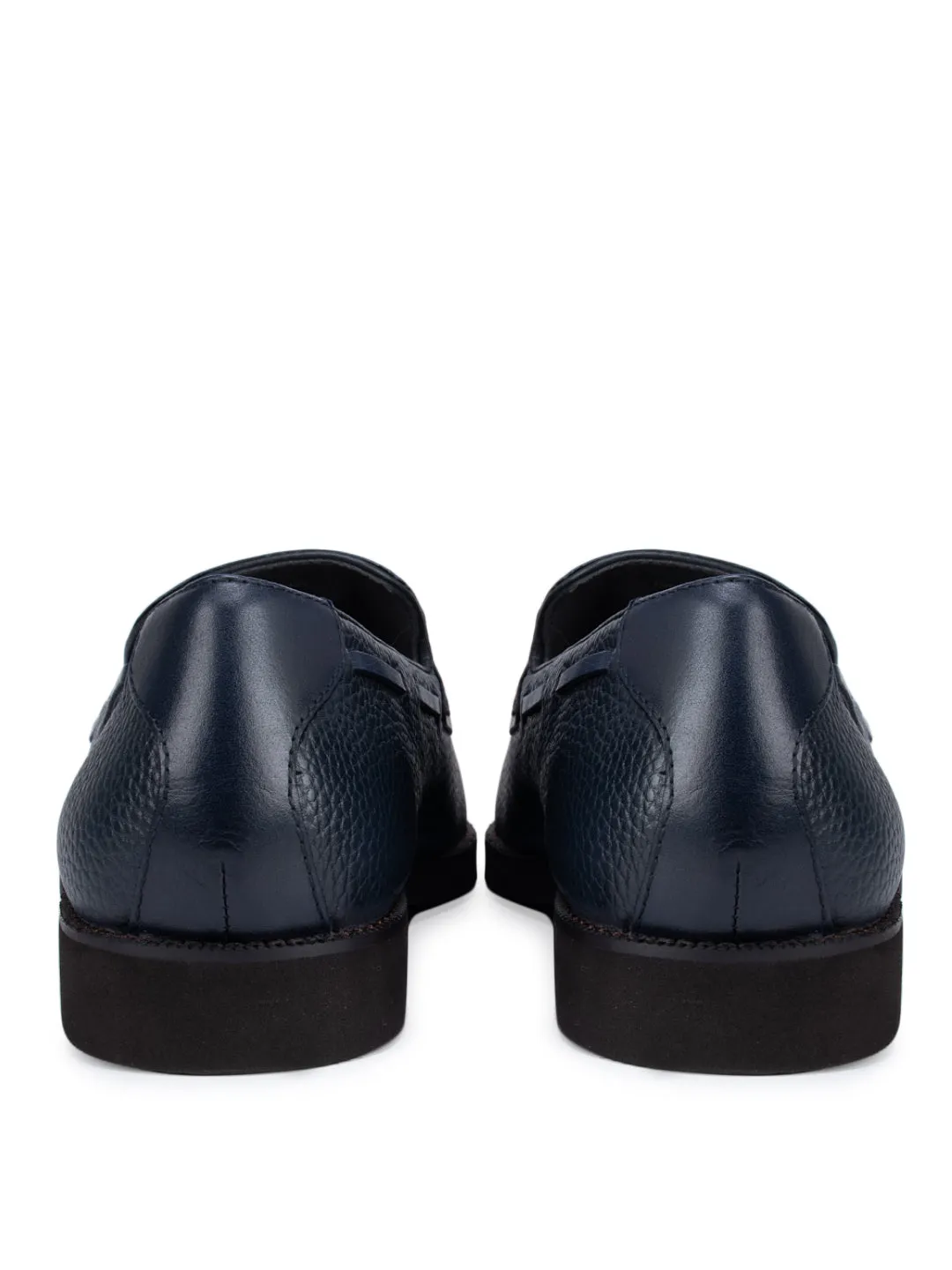 Outfit Loafers Navy Textured Loafers With Tassels