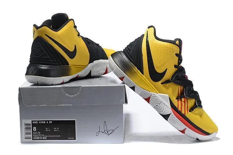 Basic Asics Shoes Nike Kyrie 5 Yellow Black Men Basketball Shoes Sale Size US 7-12