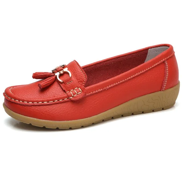 Khakis And Loafers Spring Flats Women Shoes Loafers Genuine Leather Women Flats