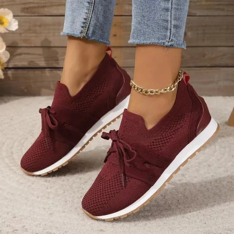 Stylish Mesh Sneakers with Bow Light Hiking Sneakers