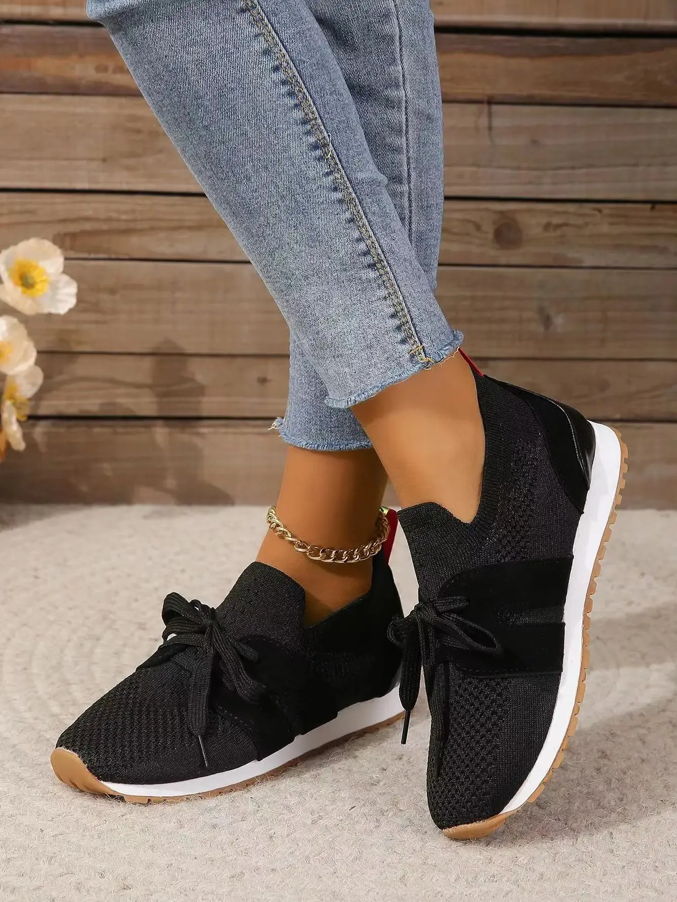 Dressy Sneakers Stylish Mesh Sneakers with Bow