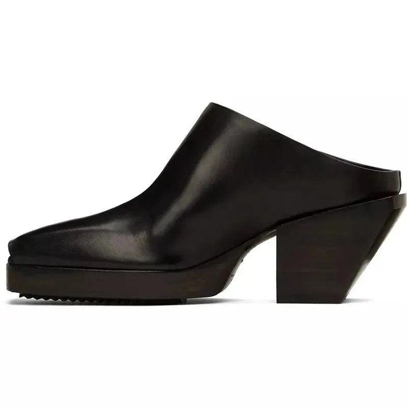 Beam Slippers Square Toes Men's High Heel Slipper